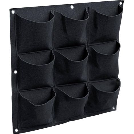 Pots de plantation suspendus muraux, jardinière verticale à 9 poches pour balcon et terrasse, jardin mural (noir) (1/5)