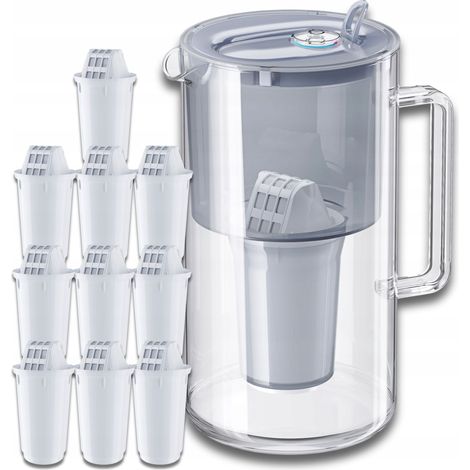 Aquaphor Nord Glasfilterkanne 2,5 l + 10 A5-Filterkartuschen (350 l), grau (1/5)