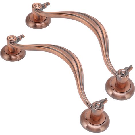 Poignée de porte antique style européen, grande poignée de porte rétro en alliage de zinc pour armoire, placard et tiroir 9815, bronze antique rouge, 305 mm (1/5)