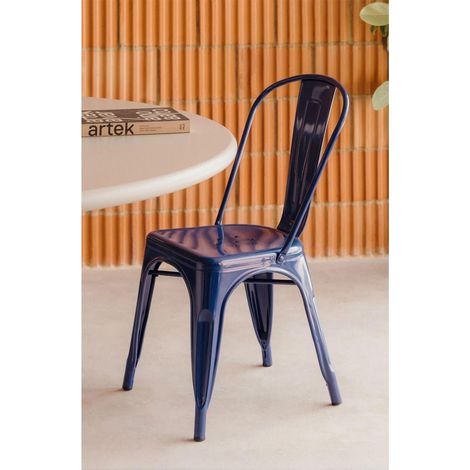 ORION91oficial® - Silla Acero BETA Azul Oscuro Apilable (85x43x45 cm) Estilo Industrial, Convertible a Taburete, Comedor, Hostelería, Oficina, Salón, Teletrabajo, Cocina - spaziOrion91 - Unidad (1/5)