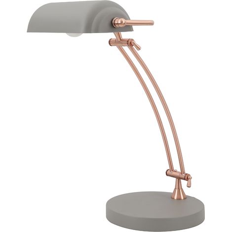 LAMPARA DE MESA E27 GRIS  COBRE