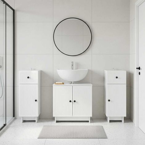 vidaXL 3 Piece Bathroom Cabinet Set EDE High Gloss White (1/5)