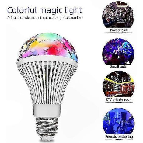 Ampoule disco multicolore E27/B22 avec LED RGB rotative pour éclairage d'ambiance de soirée et de scène - Culot à vis E27 blanc (1/5)