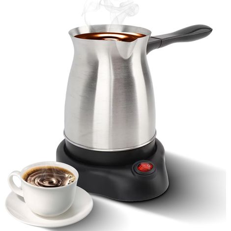 Caffettiera elettrica turca con caraffa da 600 ml/20 oz, multifunzionale per espresso, tè e latte, 600 W, resistenza in acciaio inox, doppia protezione, maniglia ergonomica antiscottatura. (1/5)