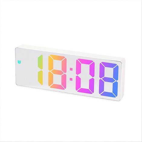 Réveil électronique de chevet blanc à grands caractères LED (1/5)