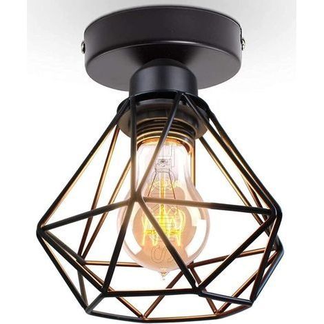 Plafonnier Industriel Vintage Luminaire E27 Rétro Lustre Suspension Design Métal Cage Ø160mm éclairage plafond Pour Salon Cuisine Chambre [Classe énergétique A] (1/5)