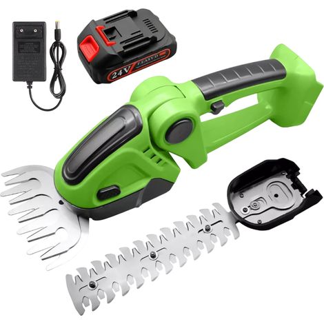 Taille Haie Electrique,Taille Haie sur Batterie 2 en 1 Batterie Taille Haies avec Batterie et Chargeur, 1500 mAh Taille-haie Tondeuse à Gazon, Sécateur Electrique sans Fil (1/5)