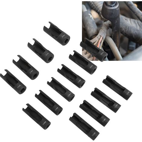 Jeu de clés à douille pour conduite de carburant d'injecteur 1/2 pouces, clé à écrou évasé en acier au chrome vanadium pour tuyaux coudés, capteurs EGT, interrupteurs thermiques, 13 pièces de 10 mm à (1/5)