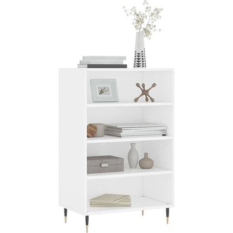 Meuble Haut de Cuisine Blanc 57x35x90 cm en Bois d'Ingénierie, Rangement Vertical Moderne pour Salle de Bain ou Buanderie (1/5)