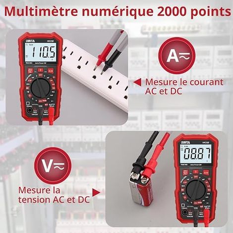 Multimètre numérique testeur électrique NCV fusible intégré (1/4)
