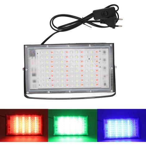 Foco LED exterior de 100 W con cambio de color, iluminación de paisajes y escenarios, foco exterior RGB, resistente al agua IP66. (1/5)