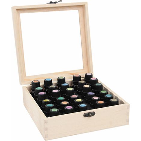 Other Storage 30 Slots Wooden Essential Oil Box Organizer Holds 5-15ml Pine Essential Oil Bottles Carrying Case Wooden Storage Box - Bohu Wood (1/5)