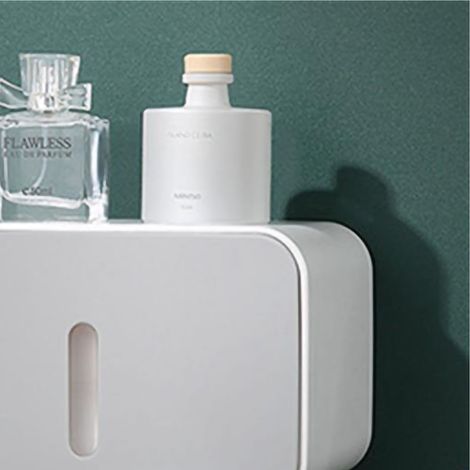 Porte-papier toilette mural en PS ABS étanche, boîte de rangement pour rouleau de papier toilette, accessoires de salle de bain, gris (1/4)