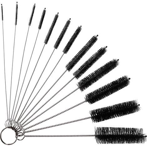 13 Pièces Goupillon Nettoyage Kit, Brosses de Nettoyage Pailles, Brosse de Bouilloire, pour Pailles Entonnoir Théière Buse Pailles Claviers, Noir (1/5)