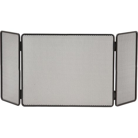 Le Marquier – Pare-feu cheminée acier peint 90 x 20 x 40 cm – 3 volets (20-50-20) – Gris foncé pour espaces extérieurs