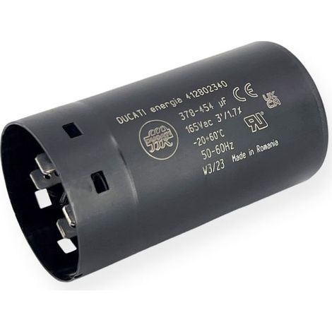 Condensateur de démarrage 378-454µF à cosses faston 6.3, fond plat - Ø45x84mm - DUCATI (1/3)