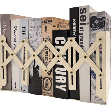 Serre-Livres Réglable en Métal - Serre-Livres Télescopique Jusqu‘à 48 cm - Jaune - Pour Cuisine, Bureau, École, Chambre, Salon et Bibliothèque (1/5)
