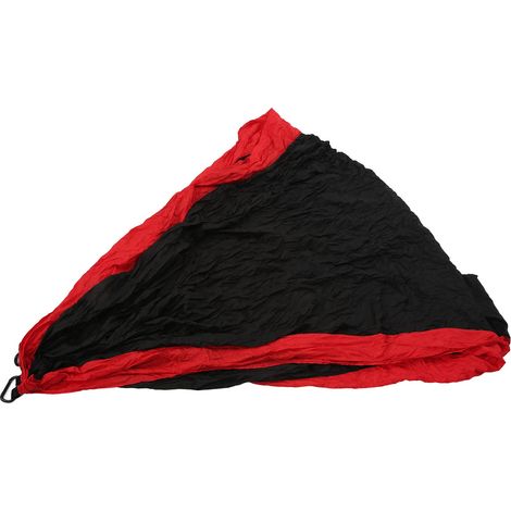 Tragbare 2-Personen-Campinghängematte aus Fallschirmseide, ideal für Reisen und Wanderungen im Freien (rot und schwarz). (1/4)