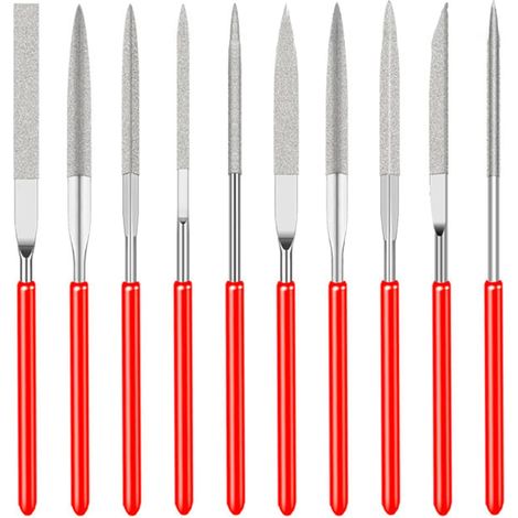 Diamant-Nadelfeilen-Set, 2 x 100 mm, Mini-Modellierfeilen, Diamantfeilen, Mikro-Diamantfeilen für Metall, Glas, Holz, Schnitzerei, Handwerk, 10 Stück (1/5)
