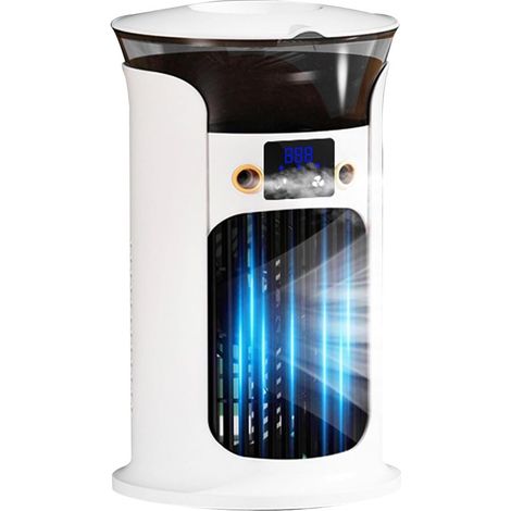 Climatiseur portable évaporatif 880ml LED 7 couleurs humidificateur ventilateur de bureau mini chambre extérieur camping maison été blanc (1/5)