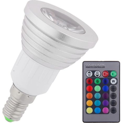 TrAdE Shop Traesio - Faretto Led Luce Rgb Programmabile Multicolor E27 Gu10 E14 Mr16 Con Telecomando - -E14-