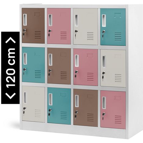 Casiers de rangement en métal pour vestiaire d’écoles maternelles OLA, 1090 x 1200 x 450 mm, gris pastel