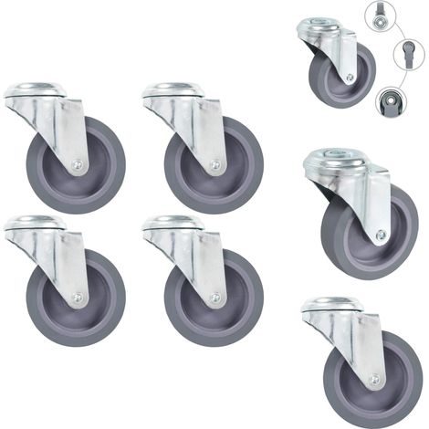4 pcs Roulettes pivotantes à trou de boulon 75 mm - Roulette Pivotante - Roulettes Pivotantes - Roulette De Chariot - Roulettes De Chariot (1/5)