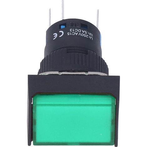 25 interrupteurs à bouton-poussoir momentanés autobloquants rectangulaires avec voyant lumineux 12 V BEMLA1611DSJ 16 mm (vert) (1/5)
