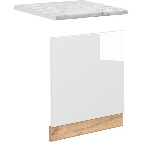 Frontblende Fame-Line, Weiß Hochglanz, 60 cm , AP Marmor, Vicco