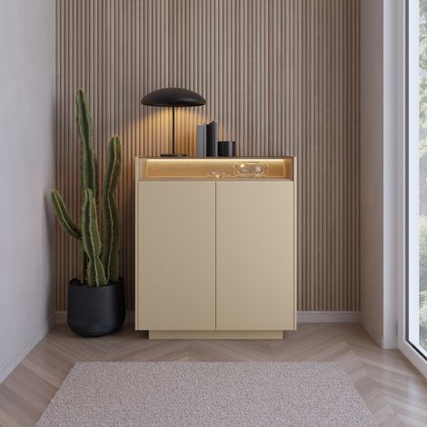 Armario Halane, Aparador 4 Estantes, Puerta Batiente, 2 Puertas, 103x40x119h cm Beige (1/5)