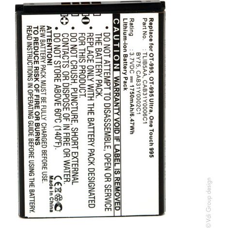 NX - Batterie téléphone, smartphone, GSM pour MTC 3.7V 1750mAh - BY75CAB31Y0002C1CAB31 (1/4)