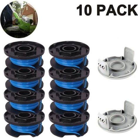 La ligne de bobine de rechange pour tondeuse comprend 2 capuchons de tondeuse compatibles Ryobi One+ AC14RL3A 18V, 24V, 40V Tondeuses sans fil, 8 + 2 PACK (1/4)