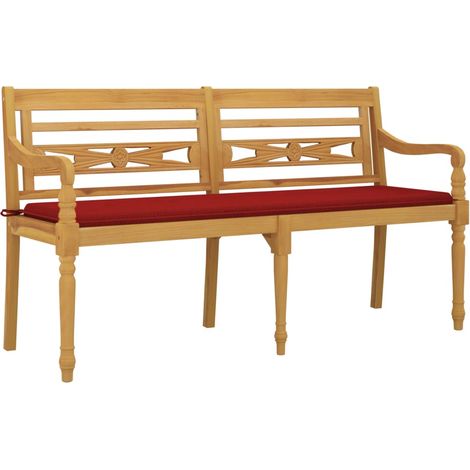 Bench  Red, Brown  Teak Wood, Polyester  150 cm  Tough vidaXL (1/4)