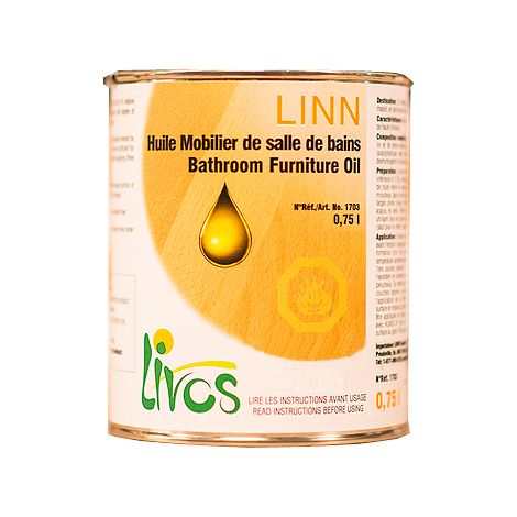 0.75L-incolore-HUILE bois spéciale mobilier de salle de bain LINN (1L12m2 en 3 couches) Livos