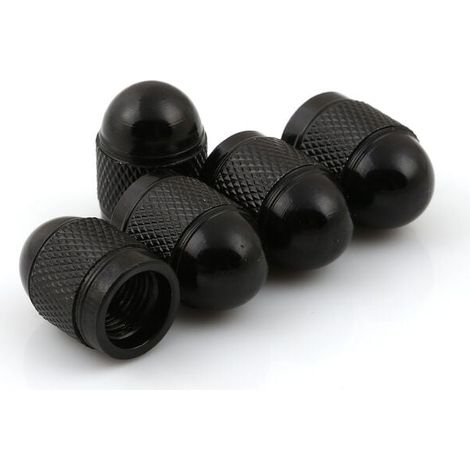 Bouchon de valve pneu automatique en aluminium élastique, pack de 5, noir, pour voiture et moto, protection anti-poussière et étanchéité durable. (1/5)