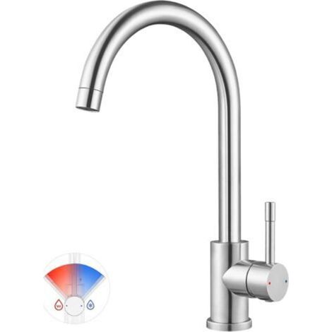 Küchenarmatur, Edelstahl, rost- und bruchfest, 360° schwenkbarer Küchenmischer, hoher Wasserdurchfluss, gebürstet (1/5)