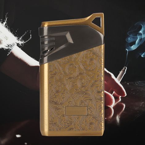 Briquet plasma rechargeable USB sans flamme, résistant au vent pour fumeurs (Bronze) (1/3)