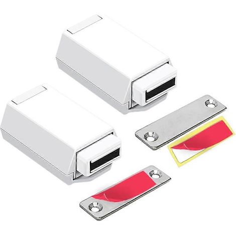 Loquet et verrou à bouton-poussoir robustes, compatibles avec les loquets de porte tactiles dissimulés et les poignées de tiroir à ouverture magnétique, blancs. (1/5)