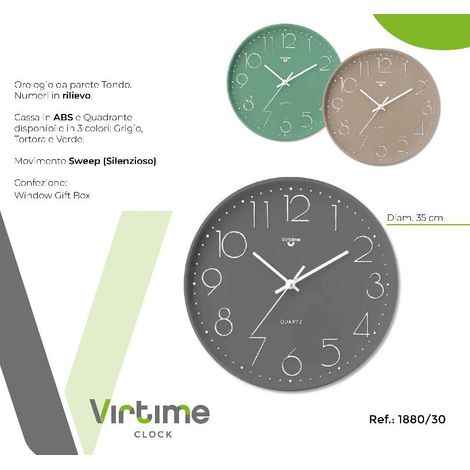 Orologio da Parete in ABS Movimento Silenzioso 35 cm 3 Colori (1/2)