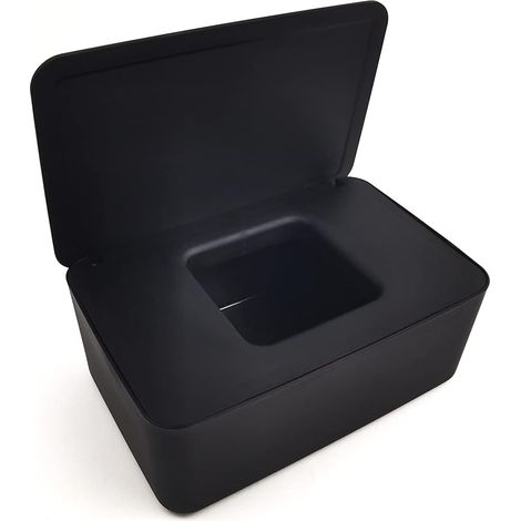 Baby-Feuchttücherbox, Baby-Handtuchbox, Feuchttuchbox mit Deckel, geeignet für Zuhause und Büro (schwarz, 18,5 x 11,5 x 7,5 cm)