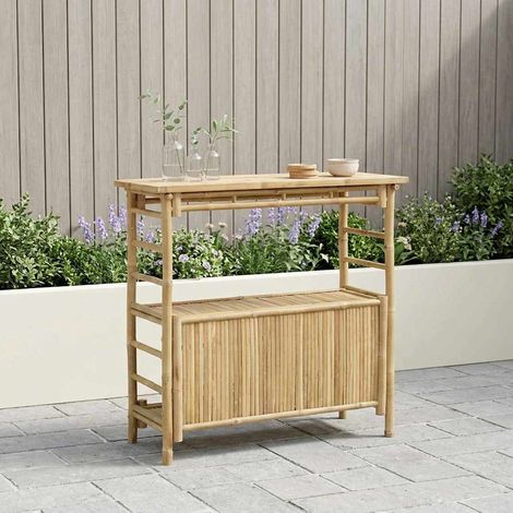 vidaXL Tavolo da bar da esterno Naturale 110 x 50 x 105 cm Bambù