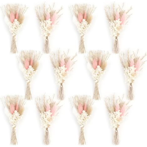 12Pcs Mini Bouquet De Fleurs Séchées Mini Bouquet Fleurs Séchées Naturelles Fleur Sechees Decoration avec Tige pour DIY Photo Photographie Prop Vase Mariage Party Home Décoration (1/5)