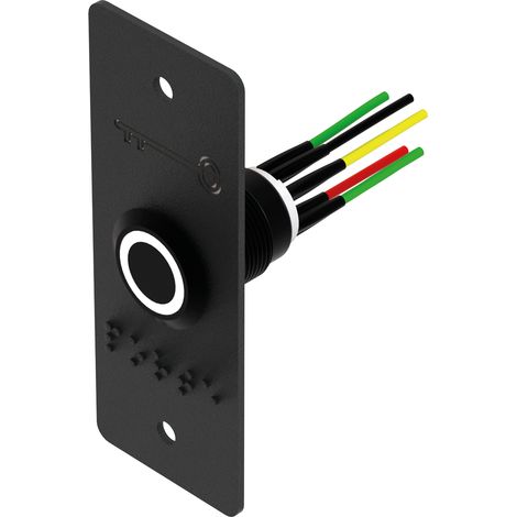 Bouton poussoir INOX Noir LED Vert/Blanc 19 mm NO+NC + PBP194 6 fils soudés - SEWOSY - PB19VB6FBE-N (1/2)