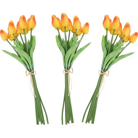 30 realistische künstliche Tulpenstiele, Kunstblumen für Heim- und Hochzeitsdekoration, Sonnenuntergangsfarbe, 30er-Packung (1/5)