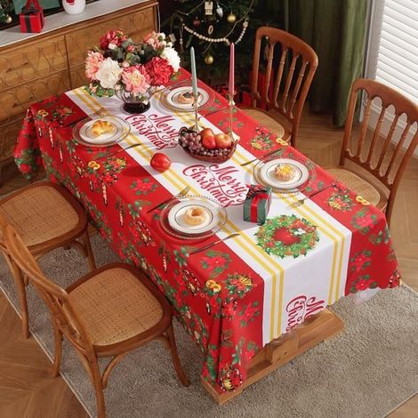 Nappe - MARSEE - Rectangulaire 180x150cm - Rouge - Anti Tâches - Lavable (1/4)