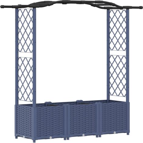 Fioriera da giardino Letto Rialzato con Griglia e Tetto Grigio 164 x 40 x 138 cm PP (1/5)