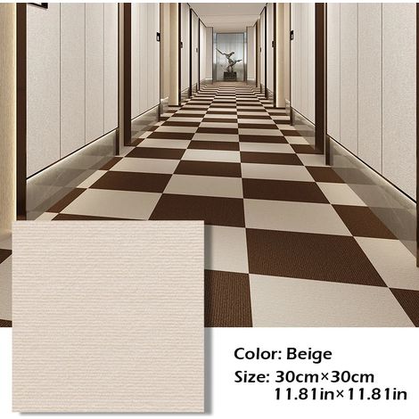 (Beige, 30x30cm - 10 pièces) Stickers auto-adhésifs pour tapis/carrelage, décoration de salle à manger/chambre à coucher à faire soi-même. (1/3)