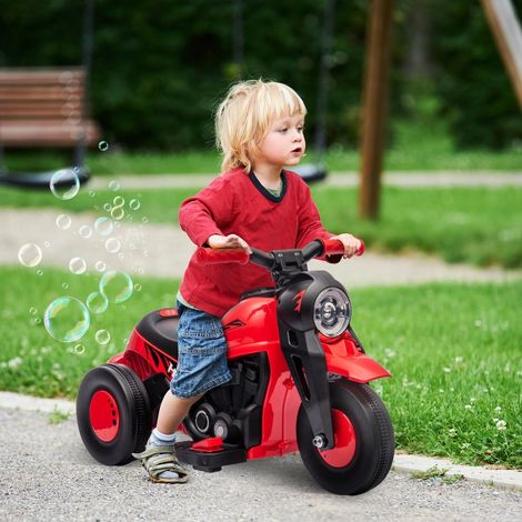 Moto enfant 6V avec musique et bulles, 2,5-3 km/h, pour garçons et filles de 2 à 5 ans