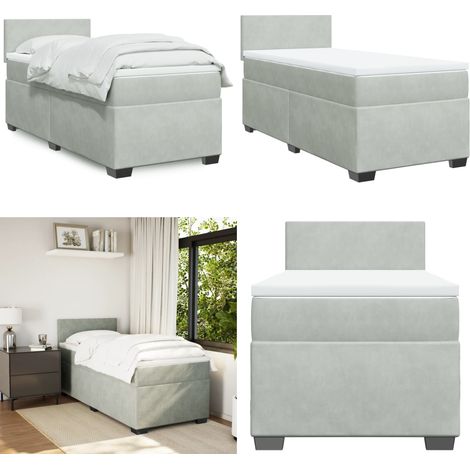 Boxspringbett mit Matratze Hellgrau 90x190 cm Samt - Samtbett - Boxspringbett - Doppelbett - Bettsofa - Schlafsystem - Home & Living (1/5)