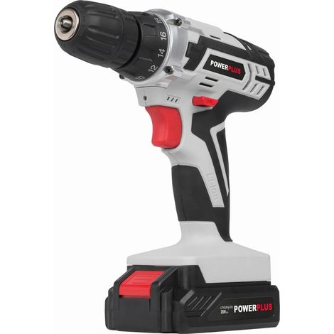 Perceuse-visseuse sans fil 20V – 1300mAh – Couple 35Nm – Mandrin sans clé 10mm – Pour bois et acier – Chargeur inclus – Powerplus